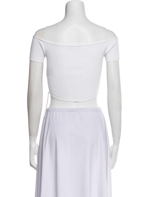 Balmain Off-The-Shoulder Short Sleeve Crop Top