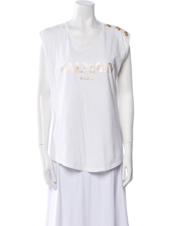 Balmain Graphic Print Scoop Neck T-Shirt