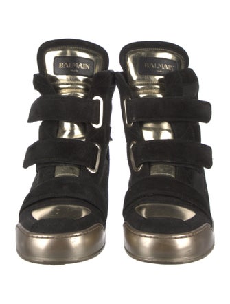 Balmain Suede Leather Trim Embellishment Sneakers