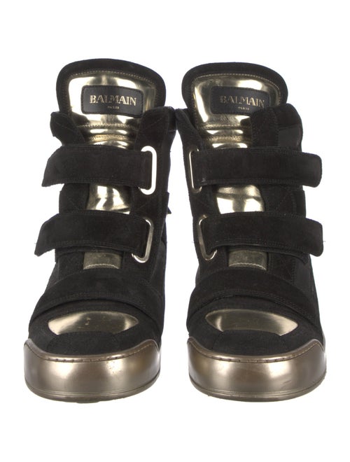 Balmain Suede Leather Trim Embellishment Sneakers