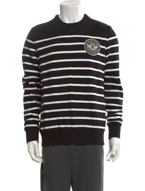 Balmain Striped Crew Neck Sweatshirt