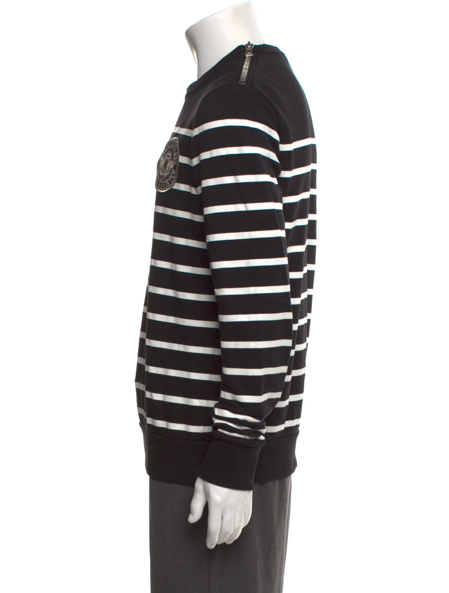 Balmain Striped Crew Neck Sweatshirt