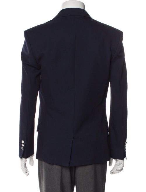 Balmain Virgin Wool Plaid Print Peacoat