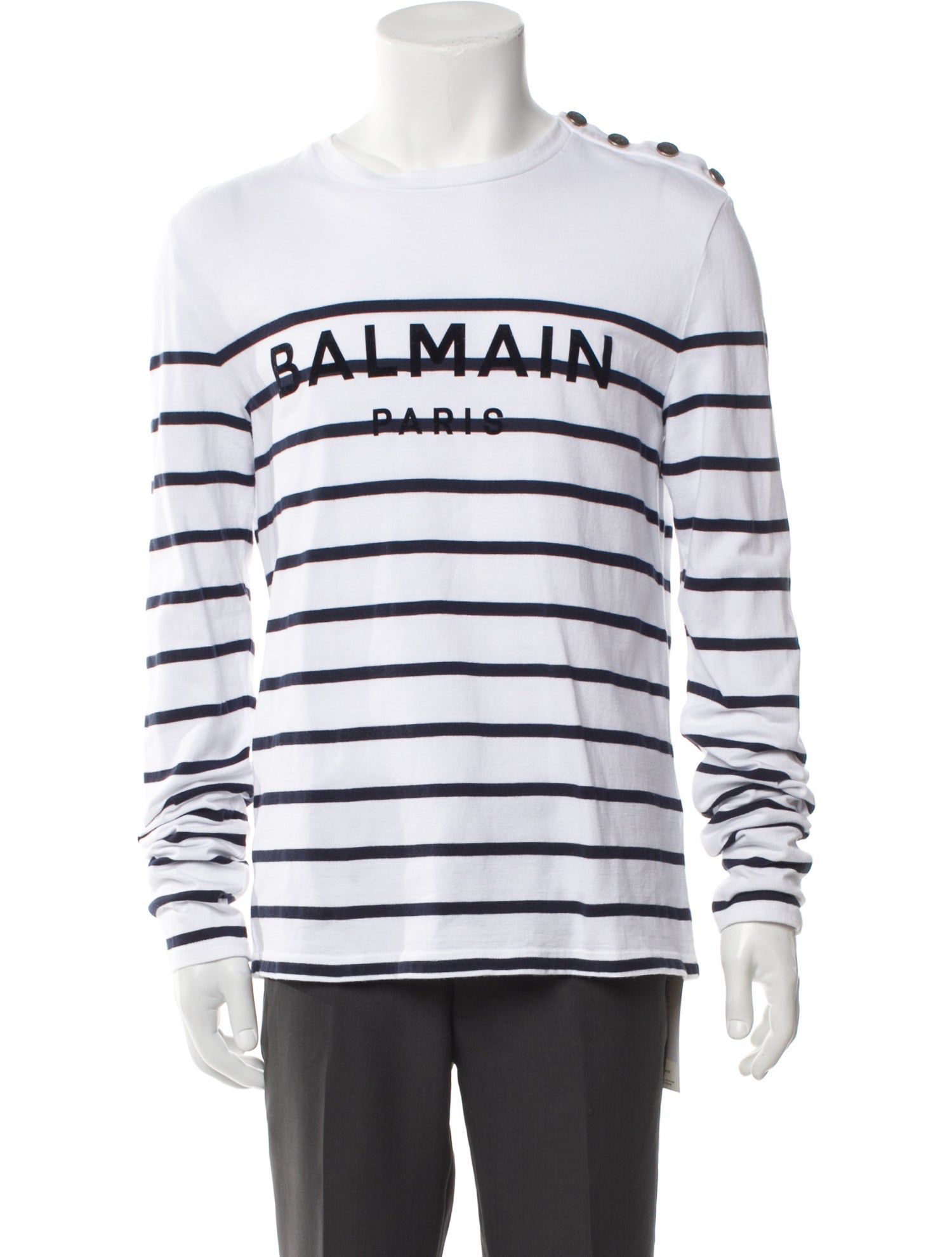 Balmain Striped Crew Neck T-Shirt