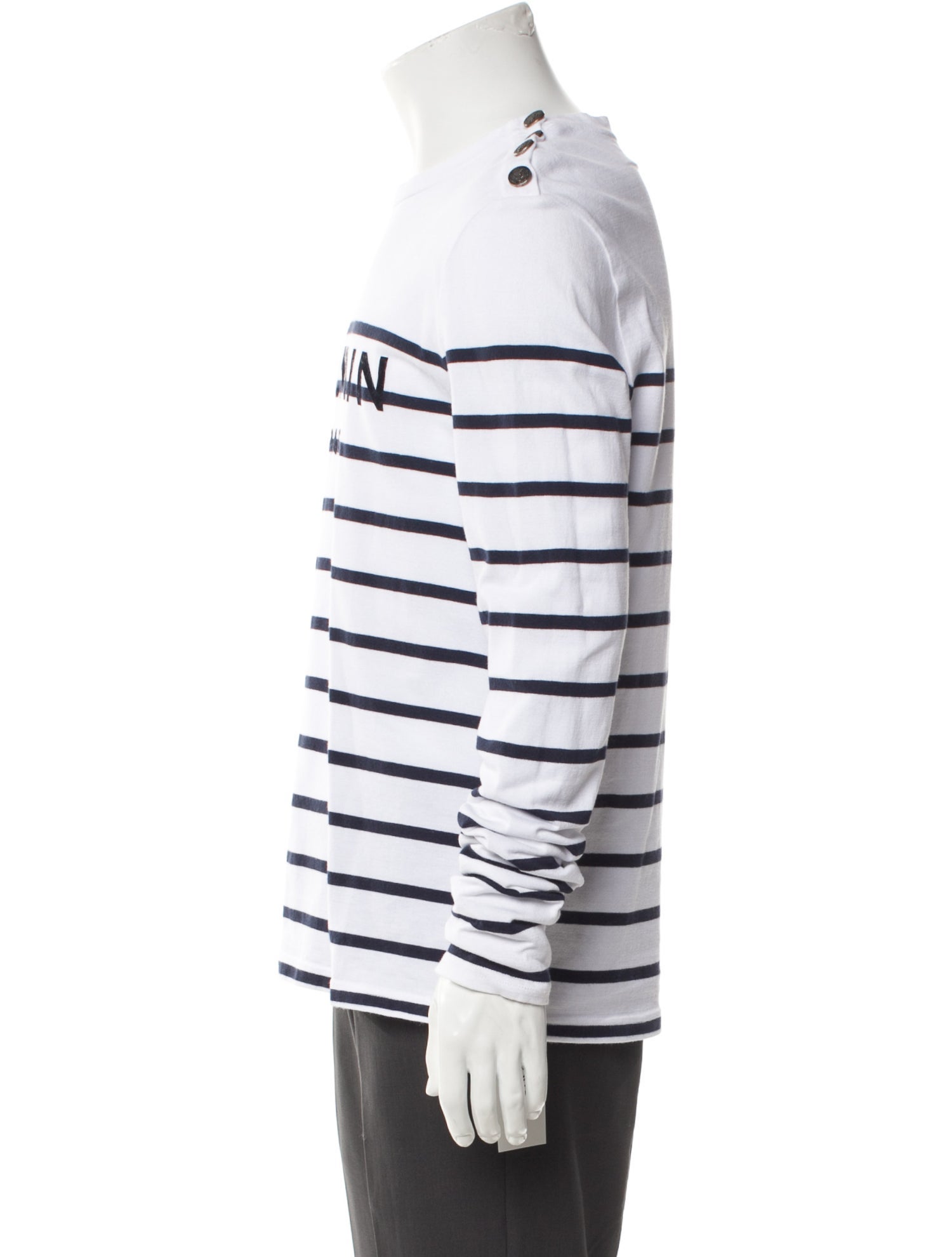 Balmain Striped Crew Neck T-Shirt