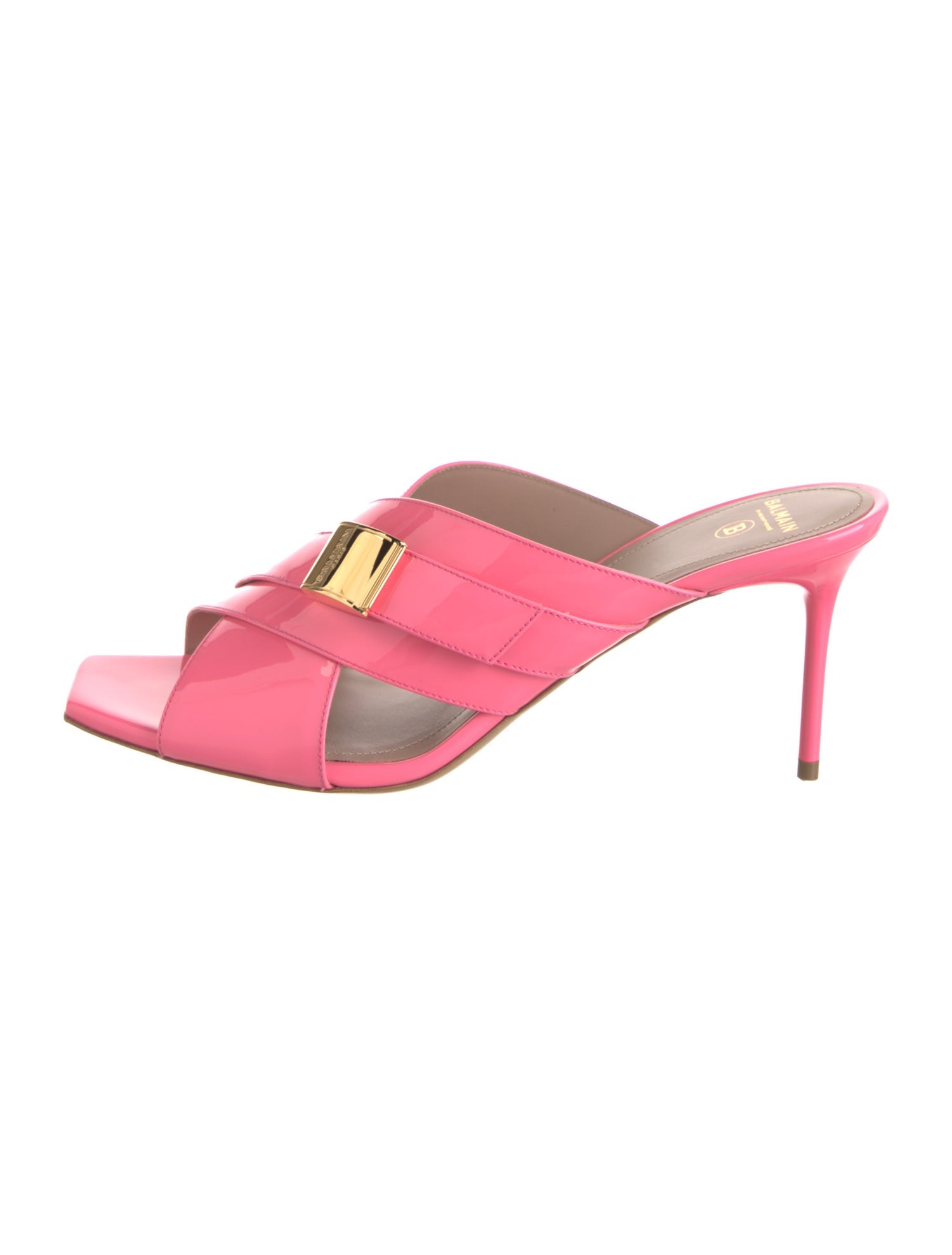 Balmain Patent Leather Slides