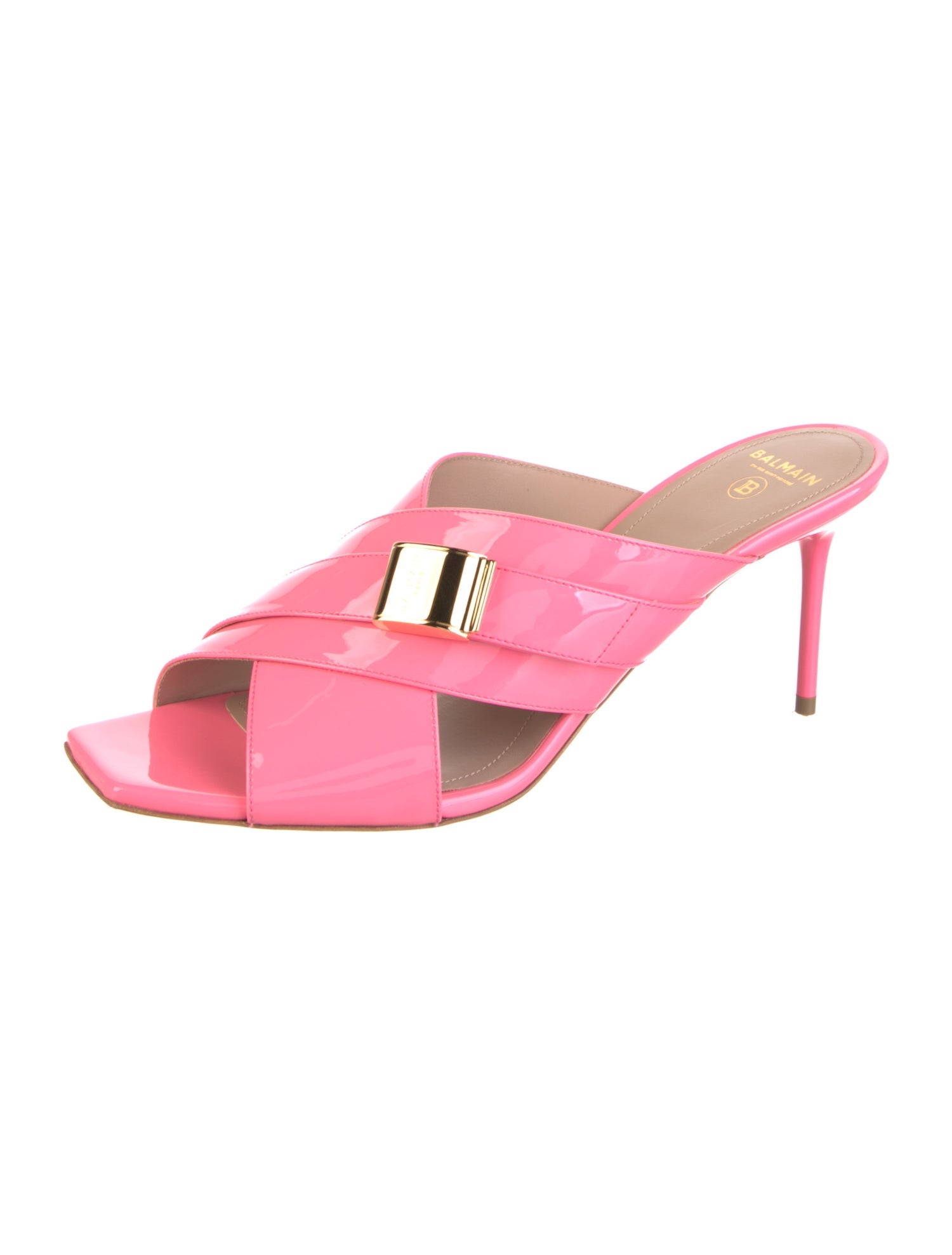Balmain Patent Leather Slides