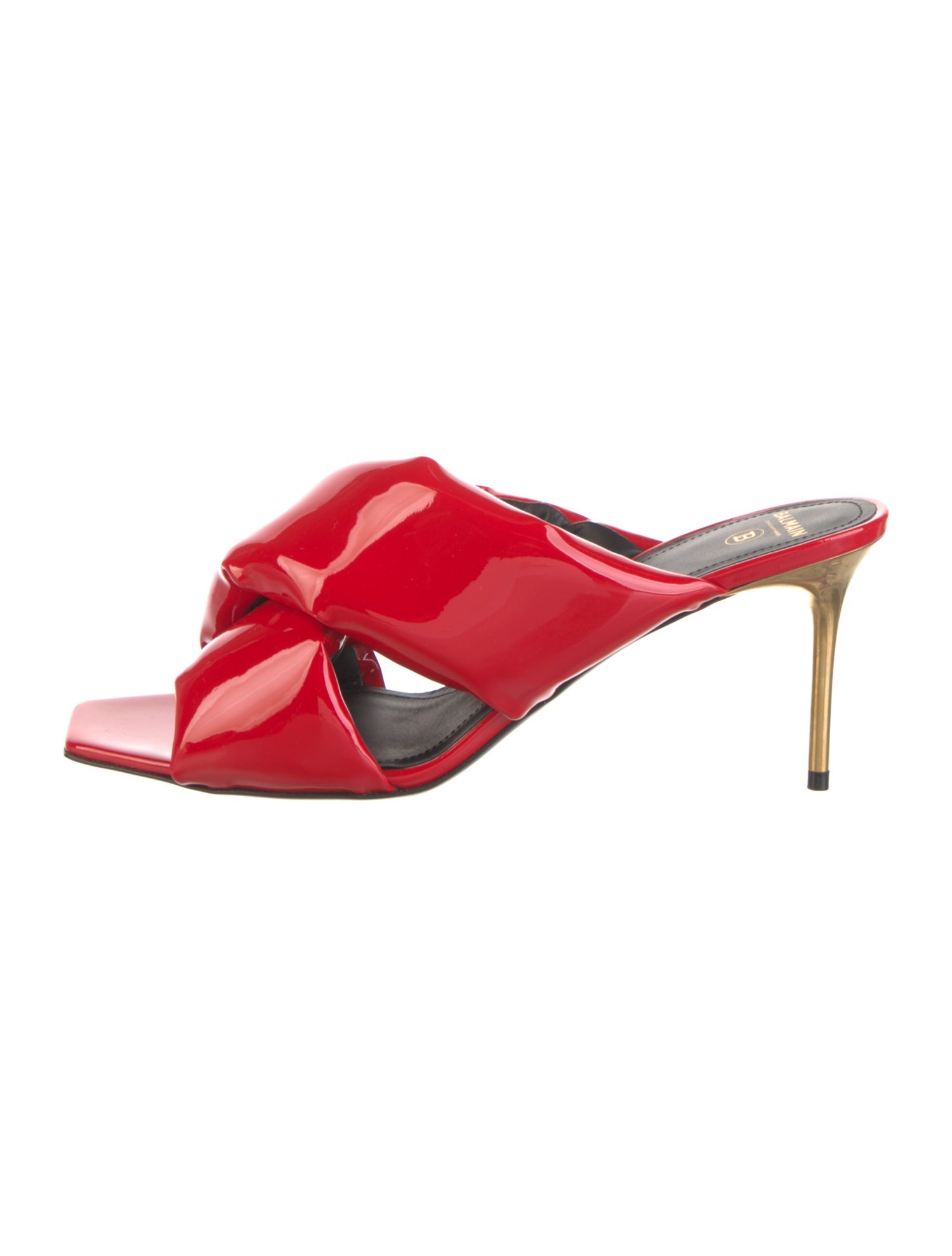 Balmain Patent Leather Slides