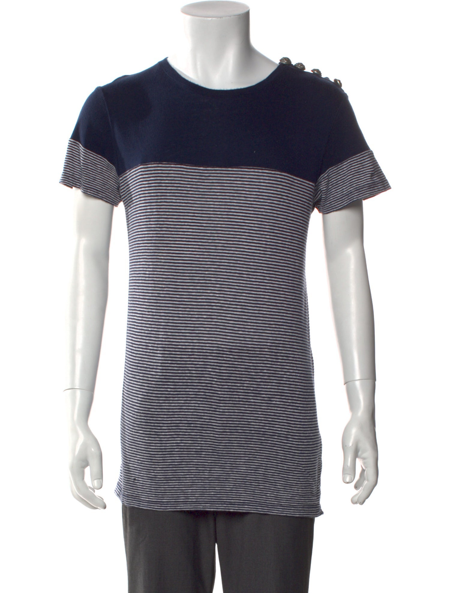 Balmain Striped Crew Neck T-Shirt