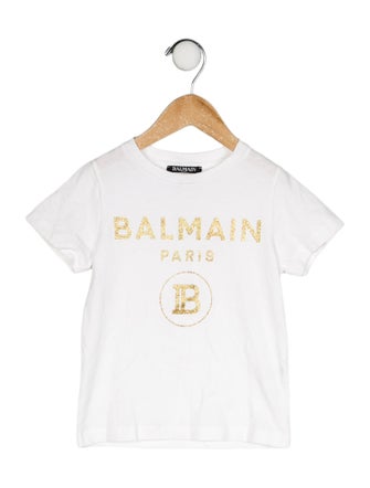 Balmain Glitter Accent Short Sleeve Top
