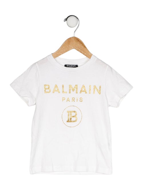 Balmain Glitter Accent Short Sleeve Top