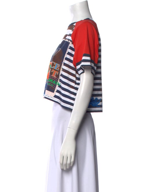 Balmain Striped Bateau Neckline Crop Top