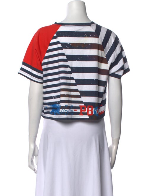 Balmain Striped Bateau Neckline Crop Top