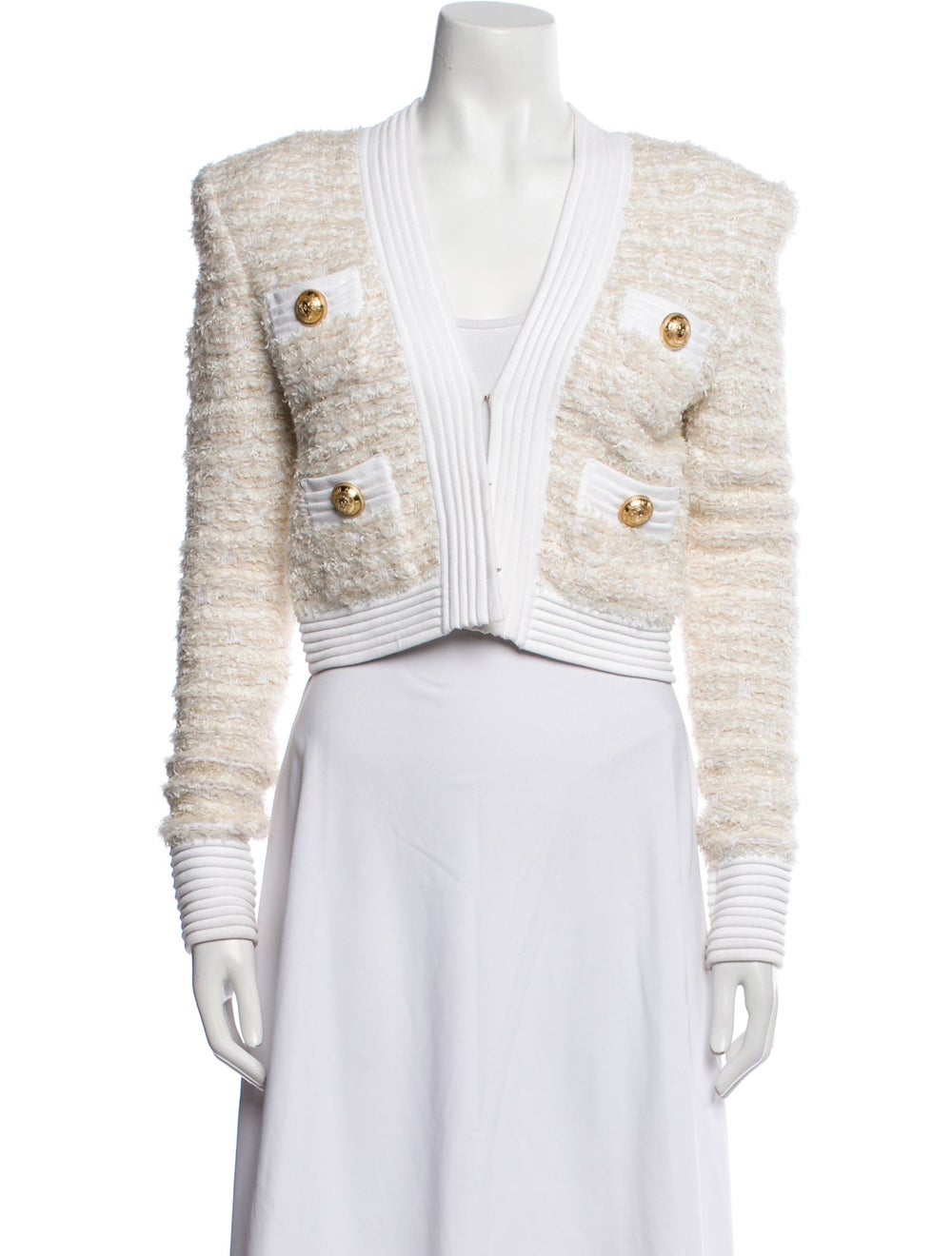 Balmain Tweed Pattern Down Jacket - image 1