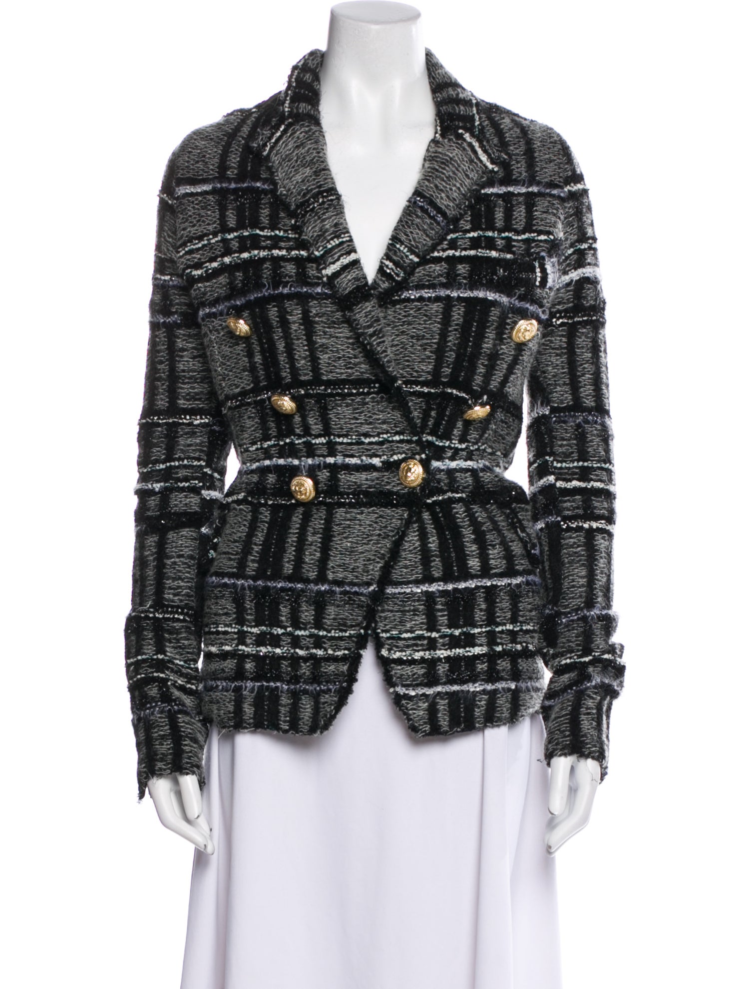 Balmain Plaid Print Blazer