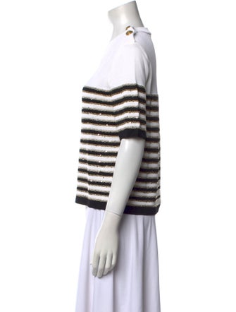 Balmain Striped Scoop Neck Sweater