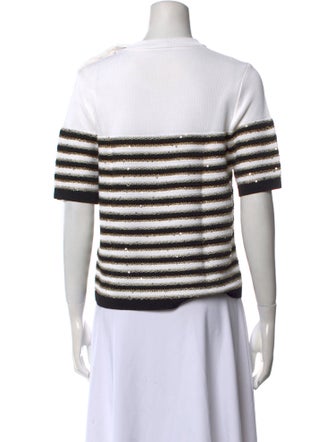 Balmain Striped Scoop Neck Sweater