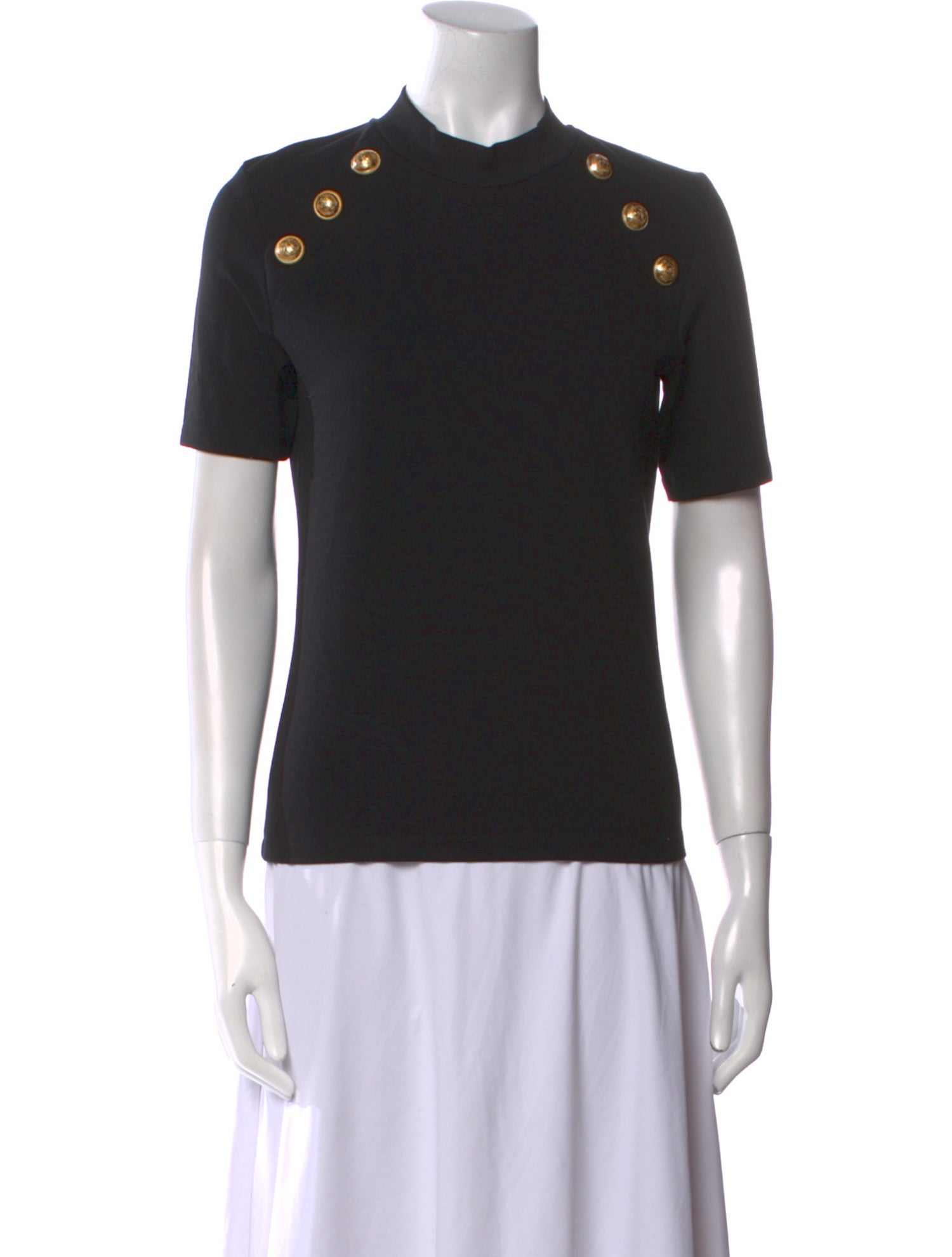 Balmain Mock Neck Short Sleeve Polo