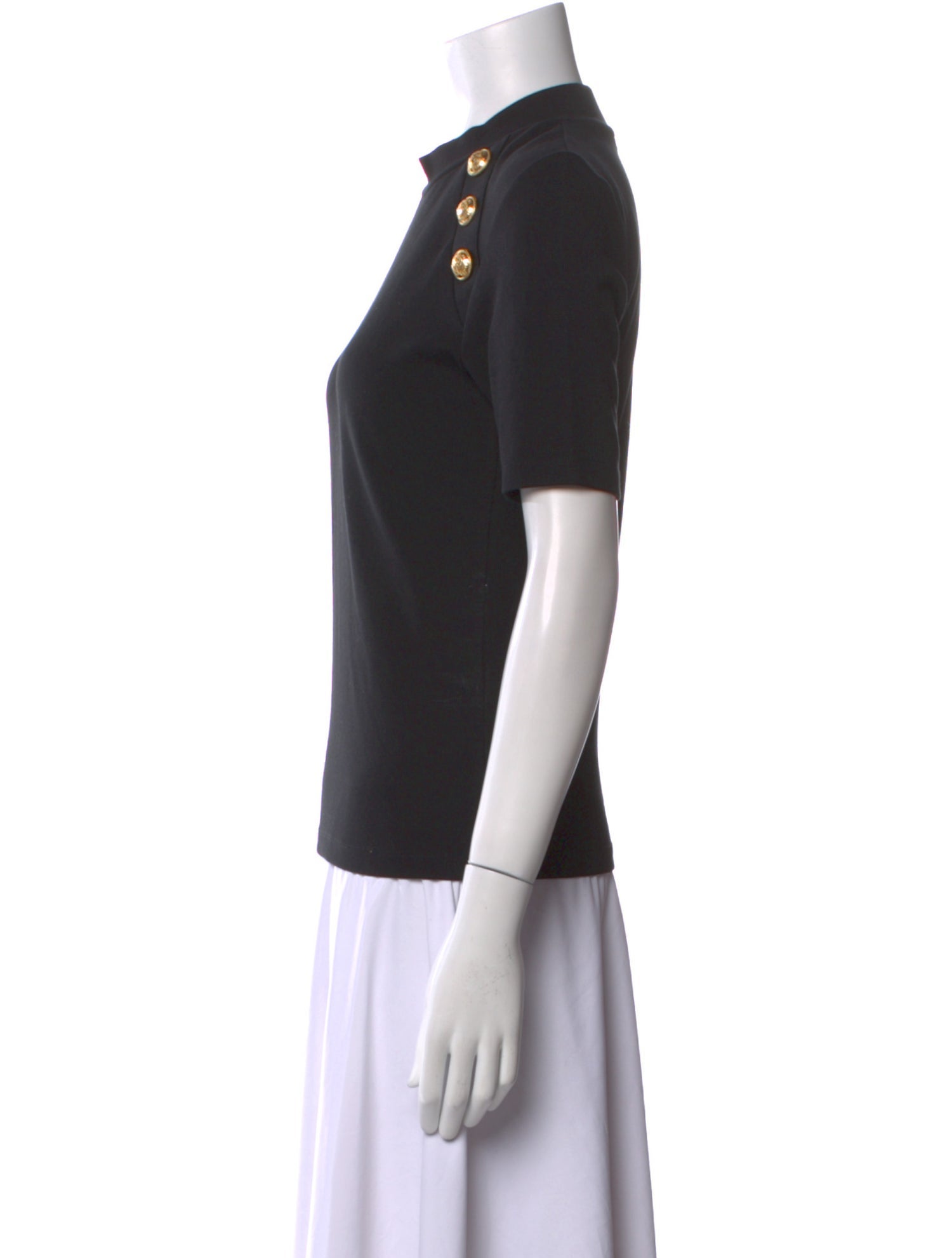 Balmain Mock Neck Short Sleeve Polo