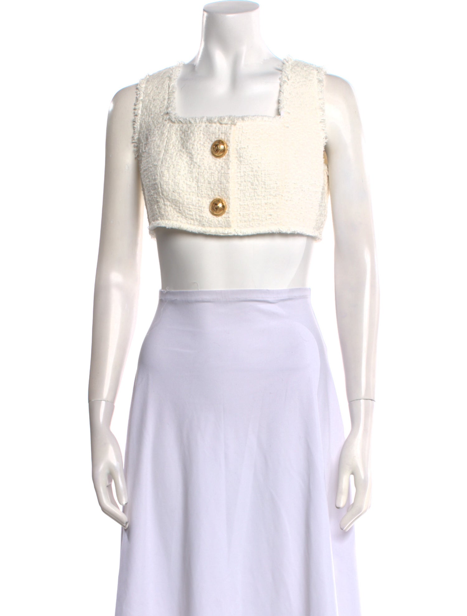 Balmain Square Neckline Sleeveless Crop Top