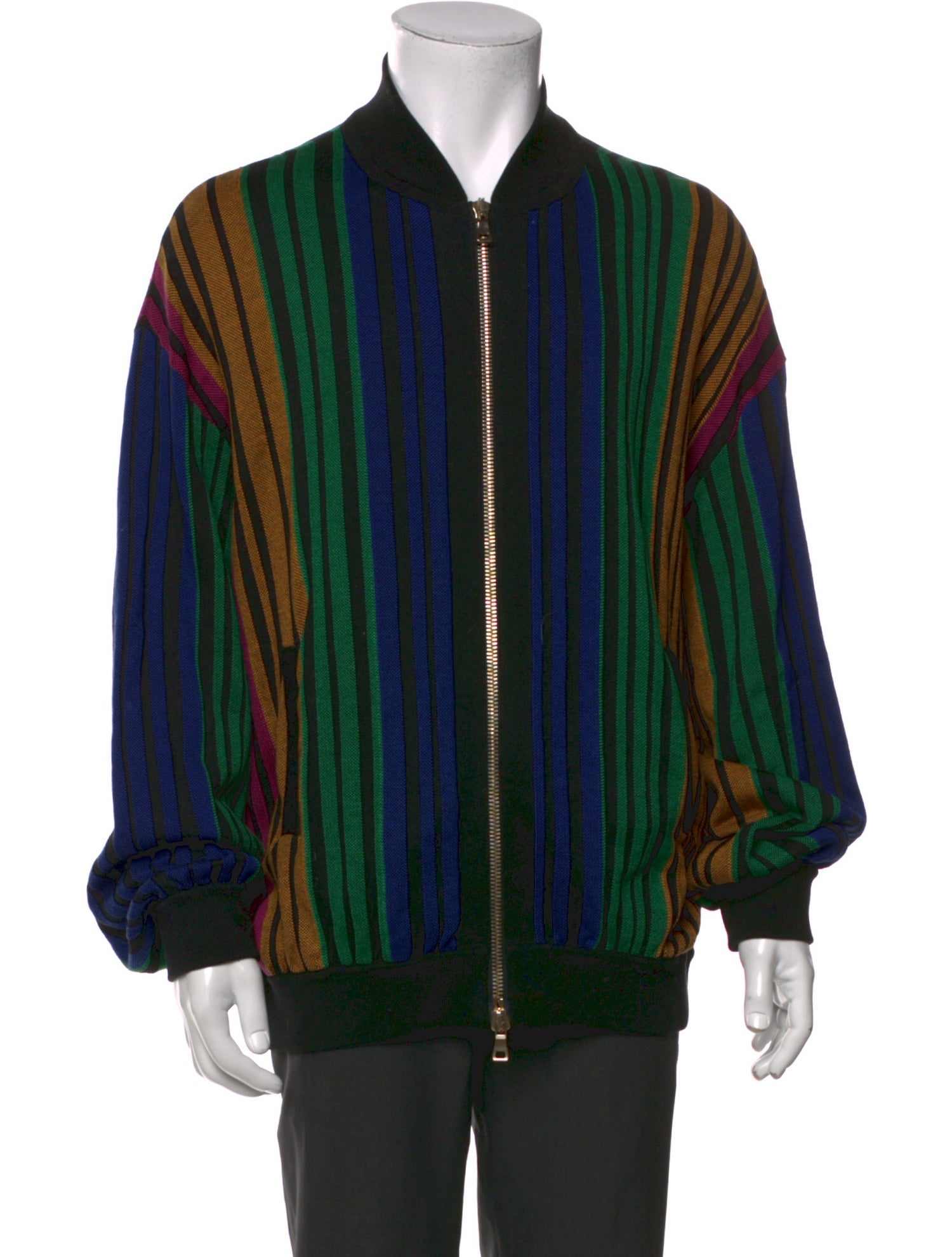 Balmain Striped Mock Neck Polo Sweater