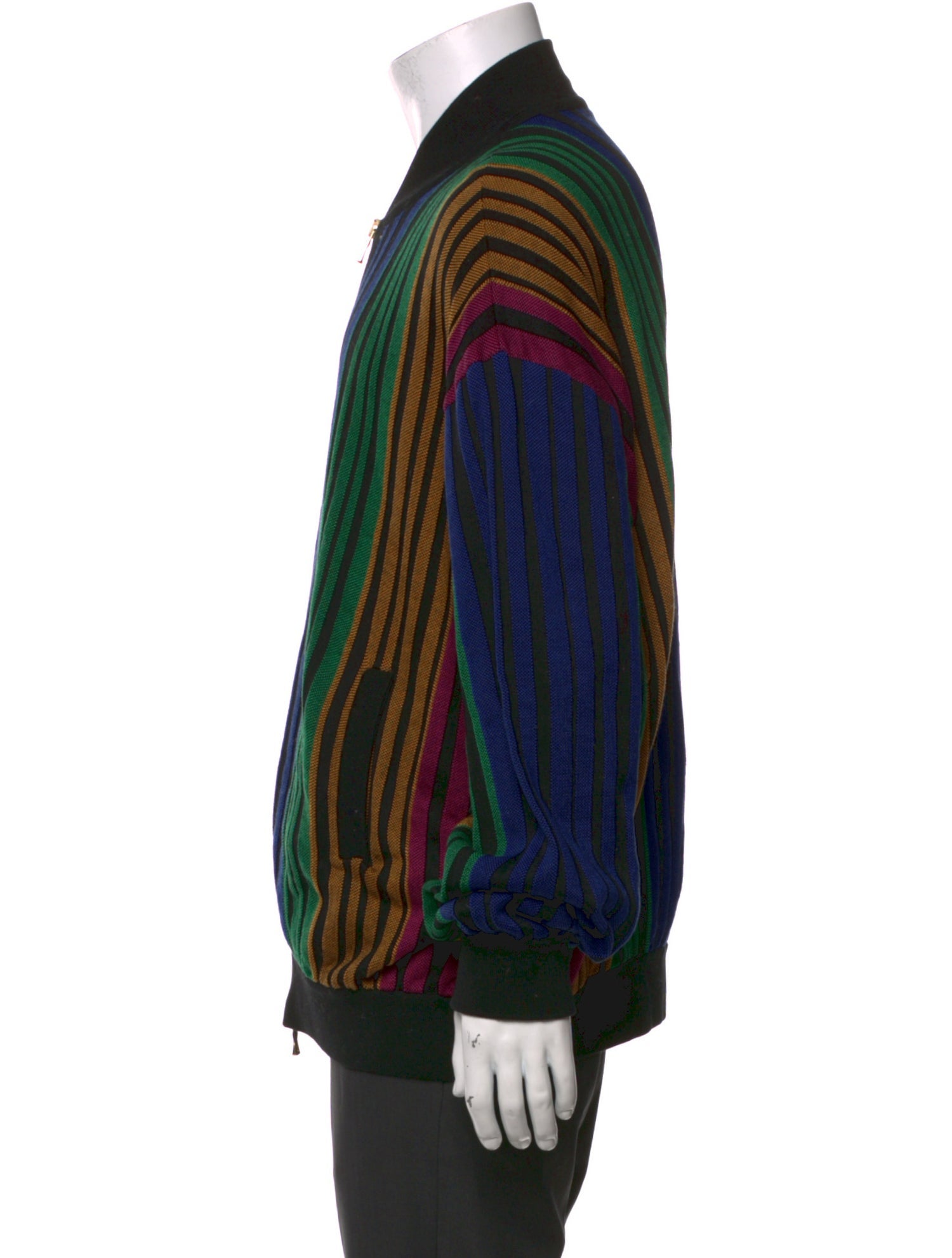 Balmain Striped Mock Neck Polo Sweater