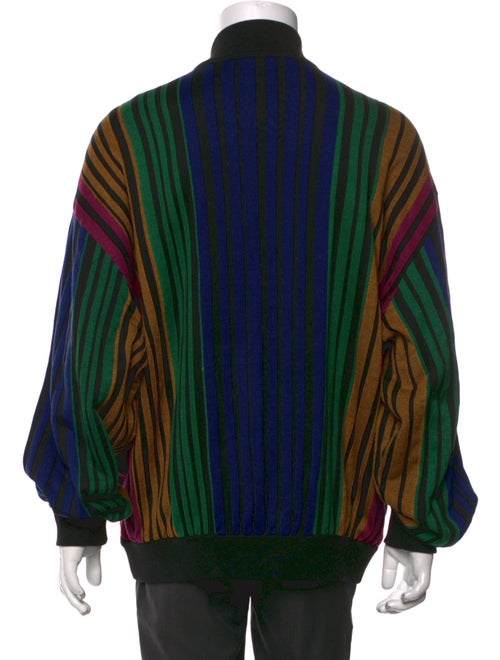 Balmain Striped Mock Neck Polo Sweater