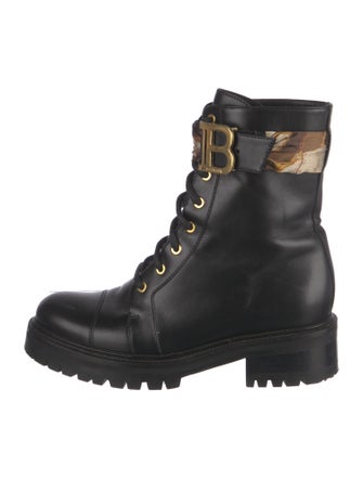 Balmain Quilted Pattern Leather Combat Boots