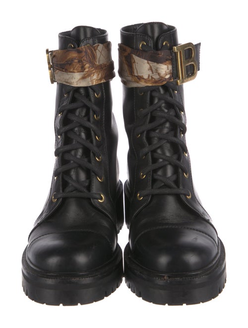 Balmain Quilted Pattern Leather Combat Boots