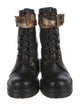 Balmain Quilted Pattern Leather Combat Boots
