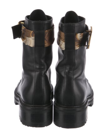 Balmain Quilted Pattern Leather Combat Boots