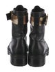 Balmain Quilted Pattern Leather Combat Boots