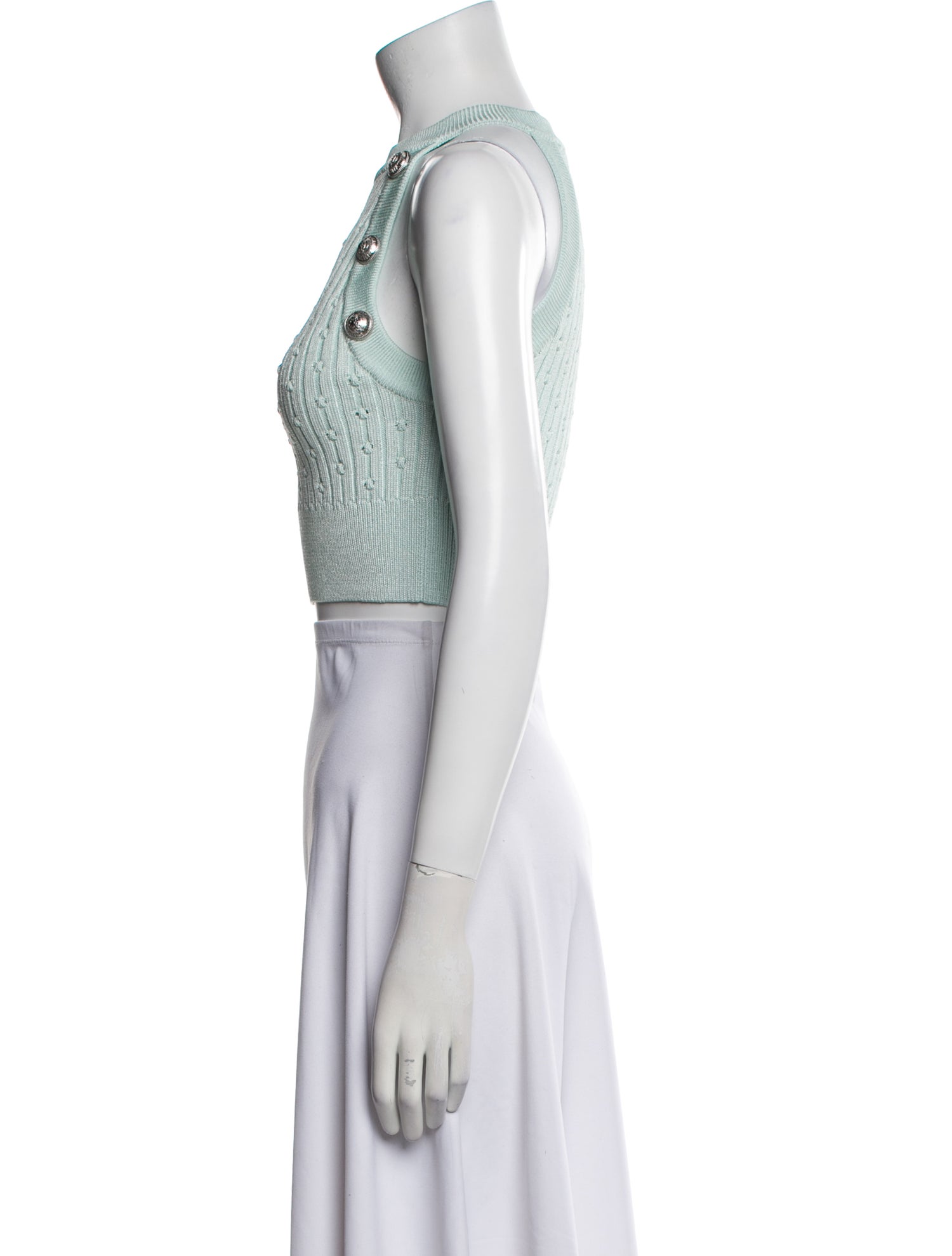 Balmain Printed Mock Neck Crop Top