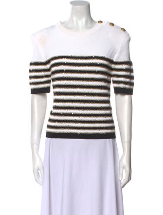 Balmain Striped Crew Neck Top