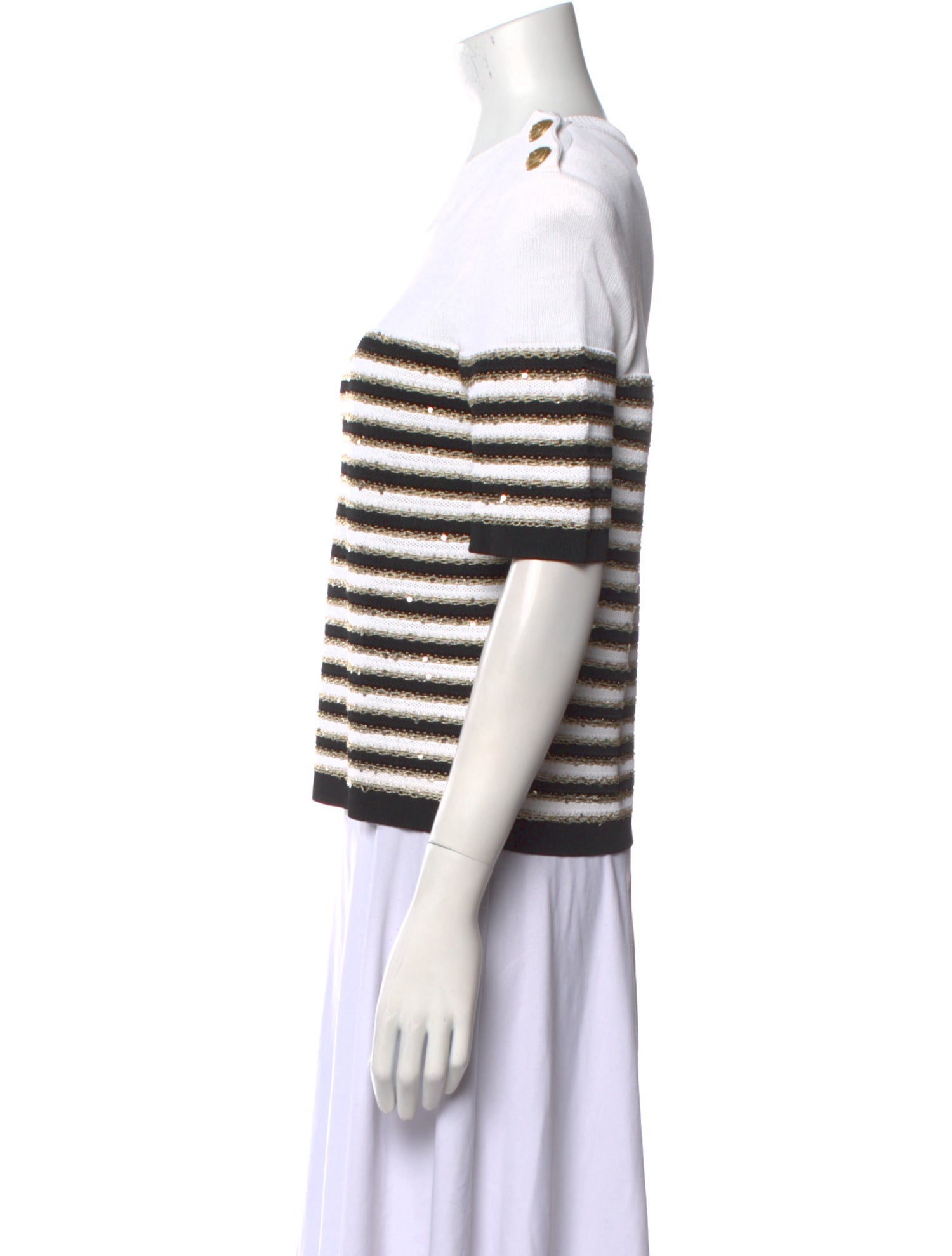 Balmain Striped Crew Neck Top