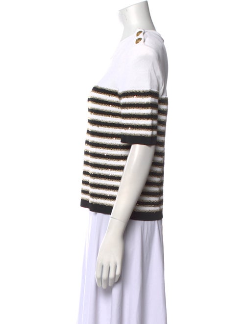 Balmain Striped Crew Neck Top