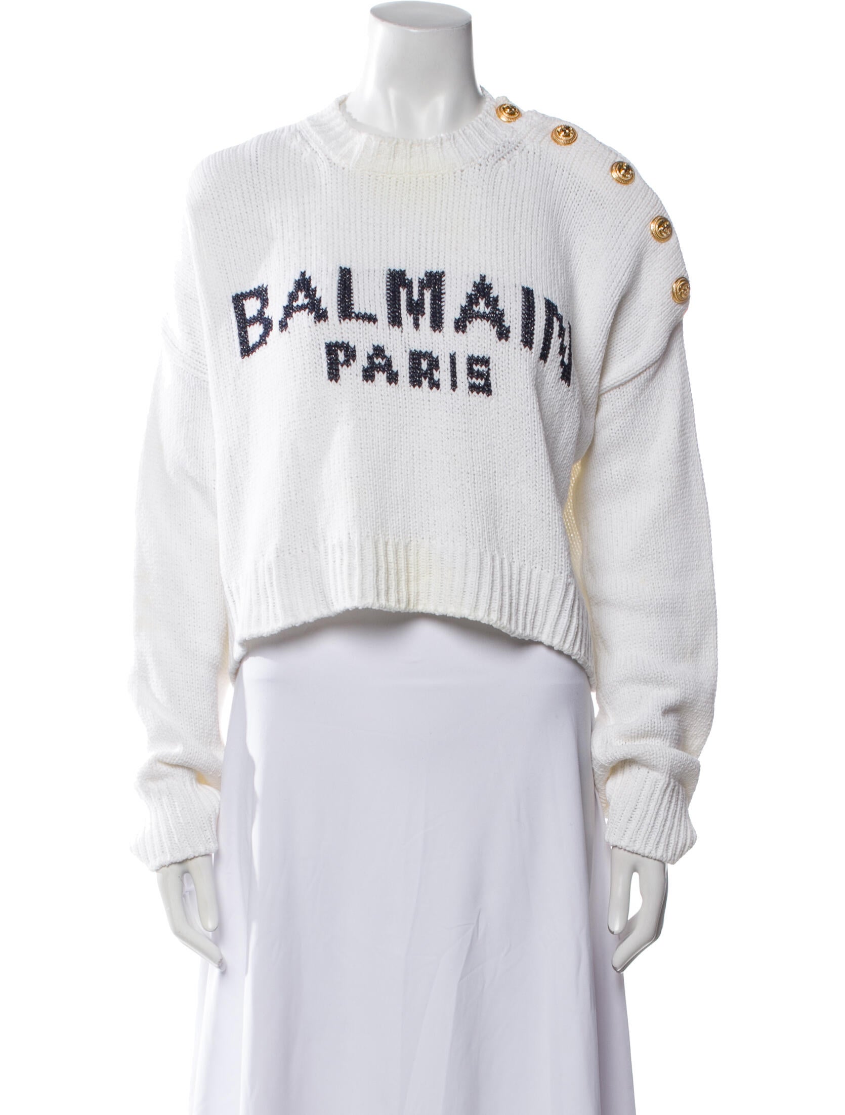 Balmain Graphic Print Crew Neck Sweater