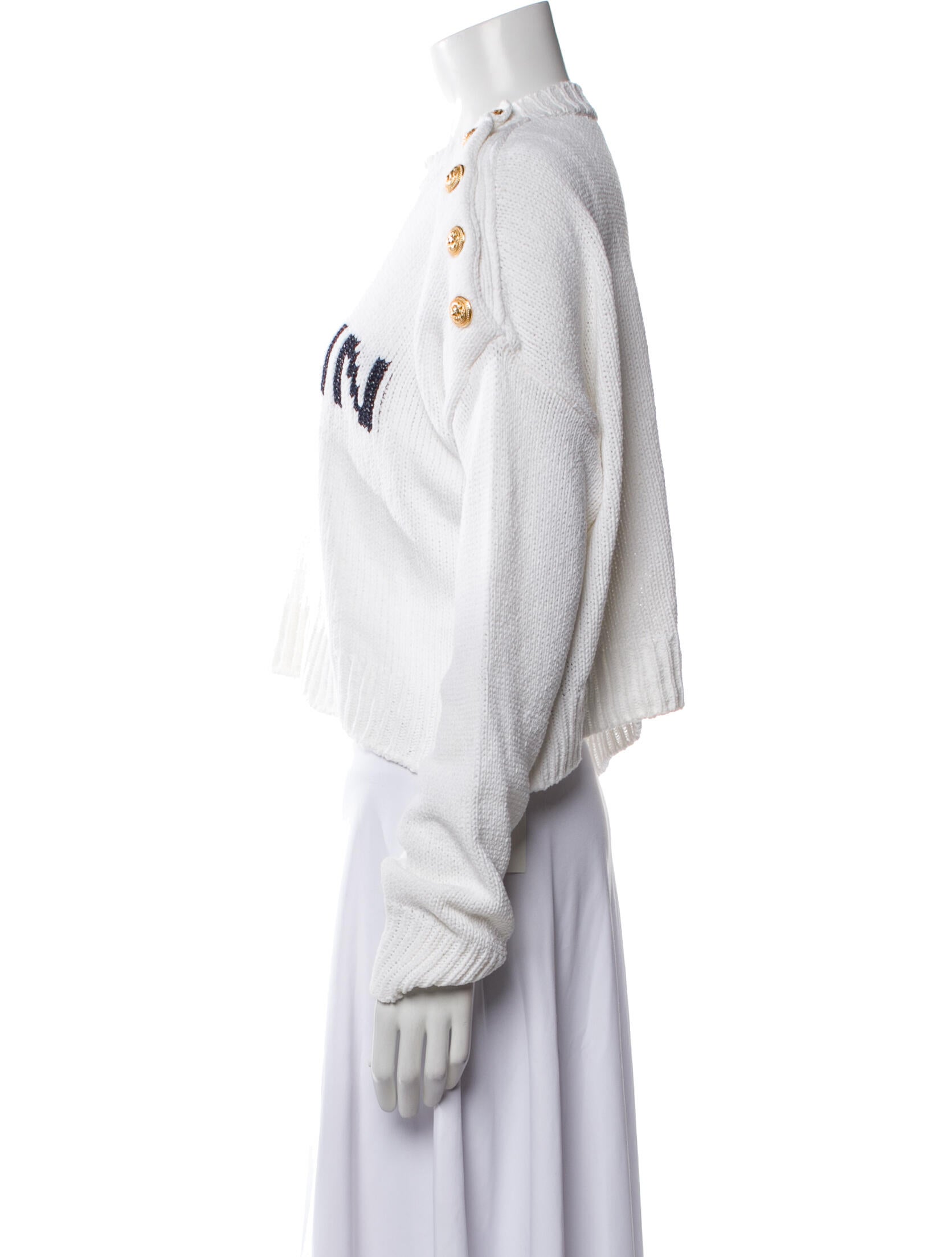 Balmain Graphic Print Crew Neck Sweater