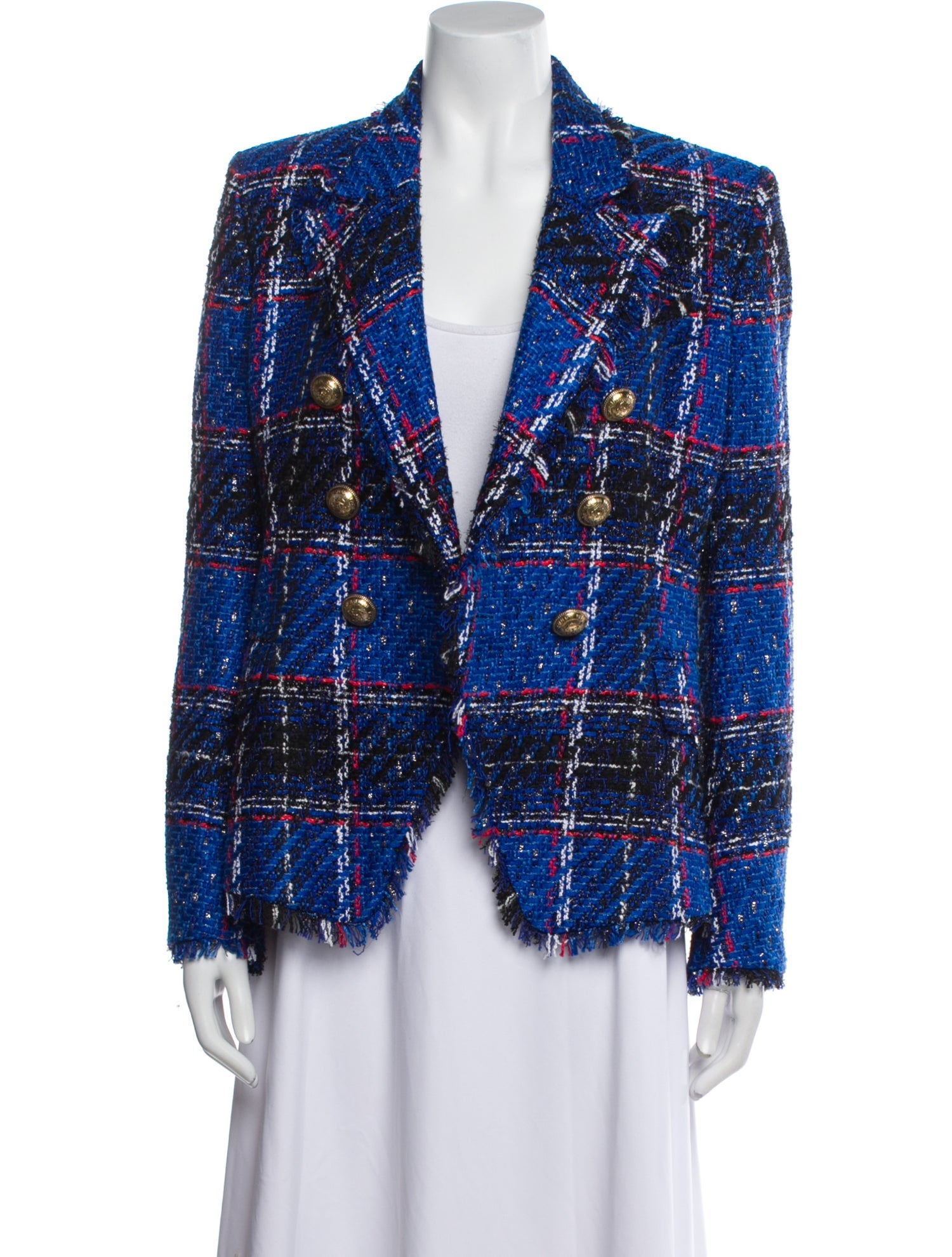 Balmain Plaid Print Blazer