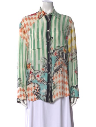 Balmain Silk Printed Button-Up Top