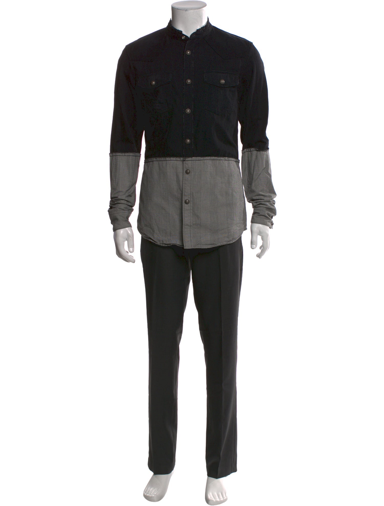 Balmain Colorblock Pattern Long Sleeve Shirt