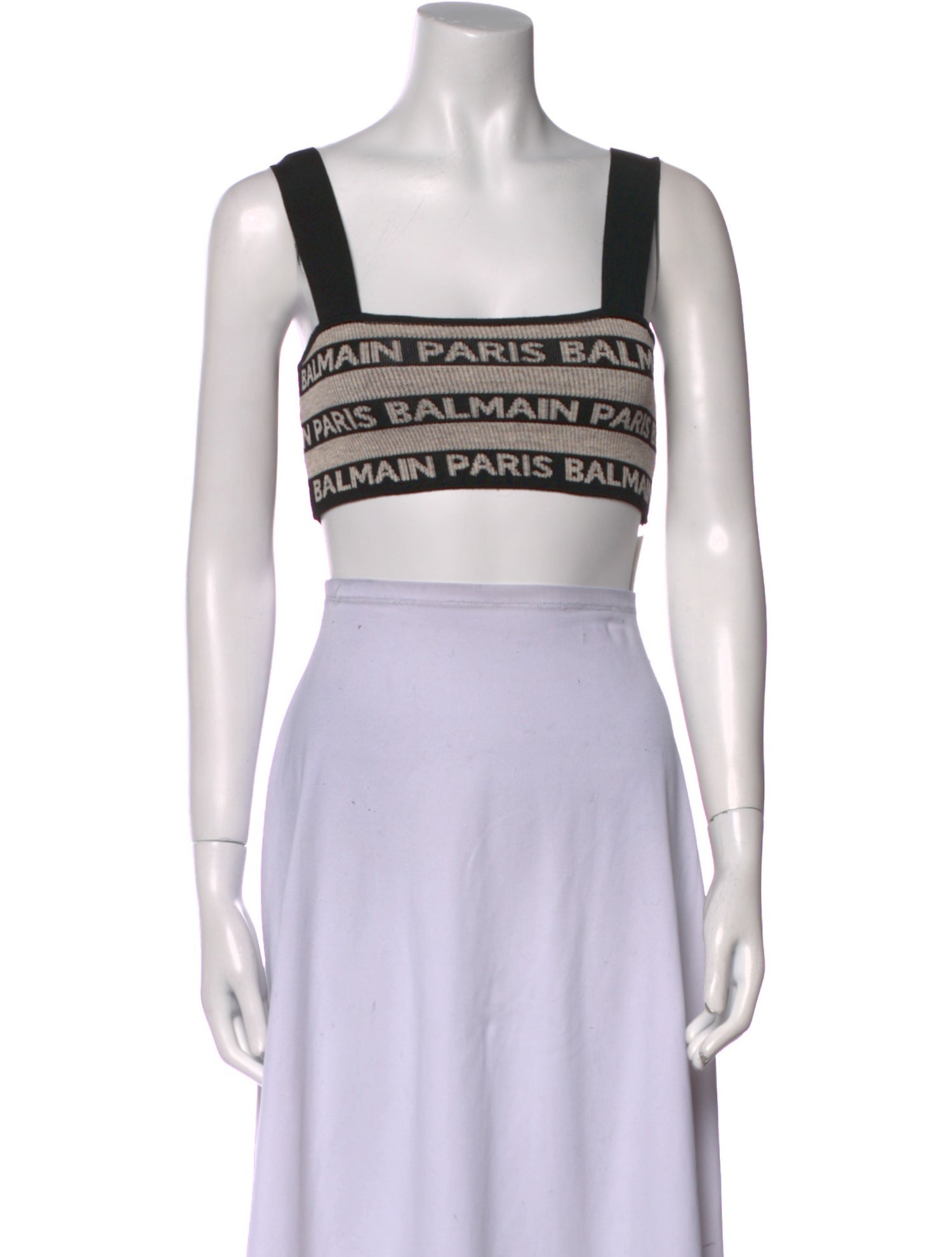 Balmain Linen Printed Crop Top