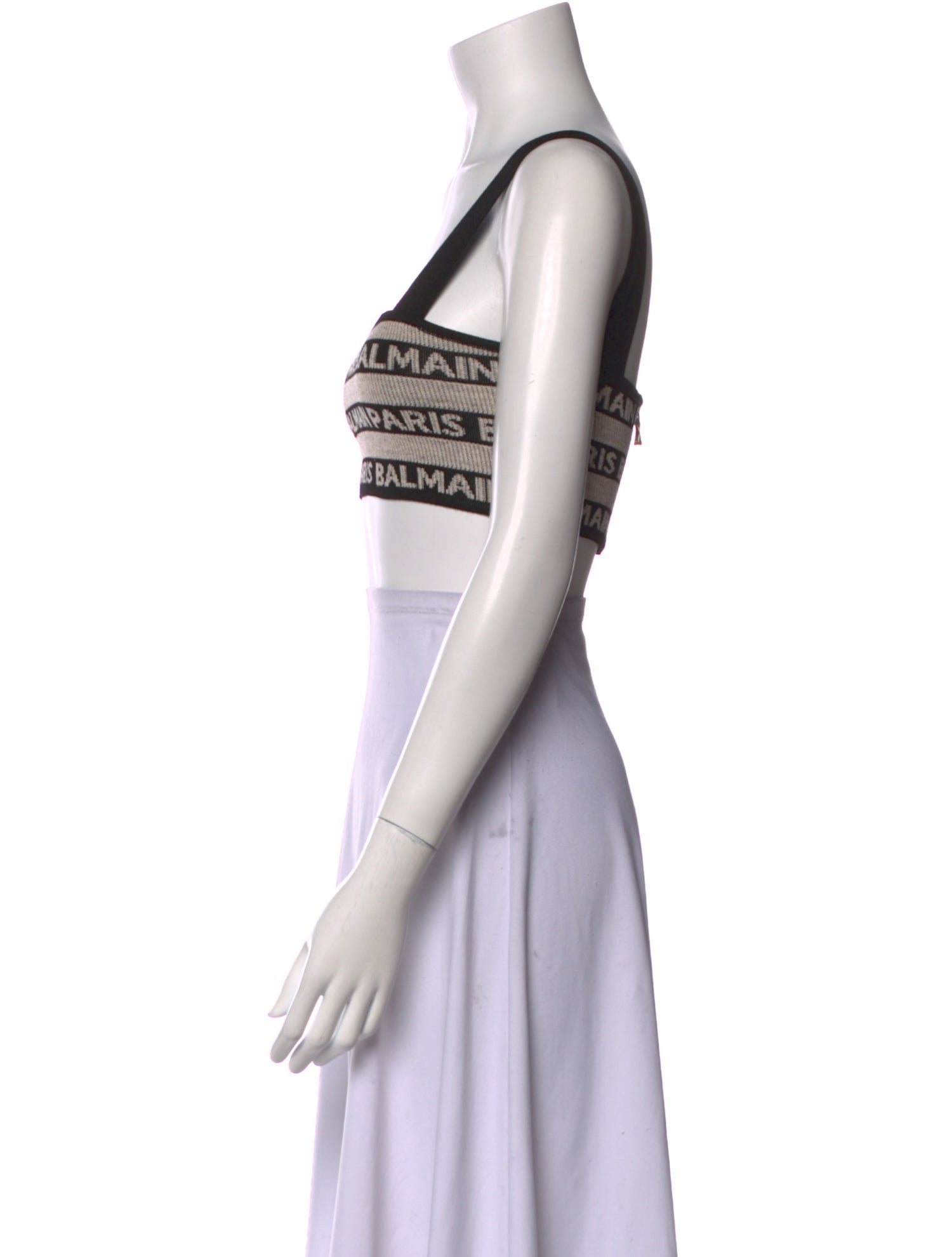 Balmain Linen Printed Crop Top