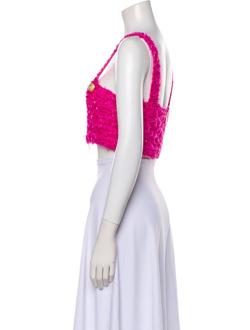 Balmain x Barbie Square Neckline Sleeveless Crop Top