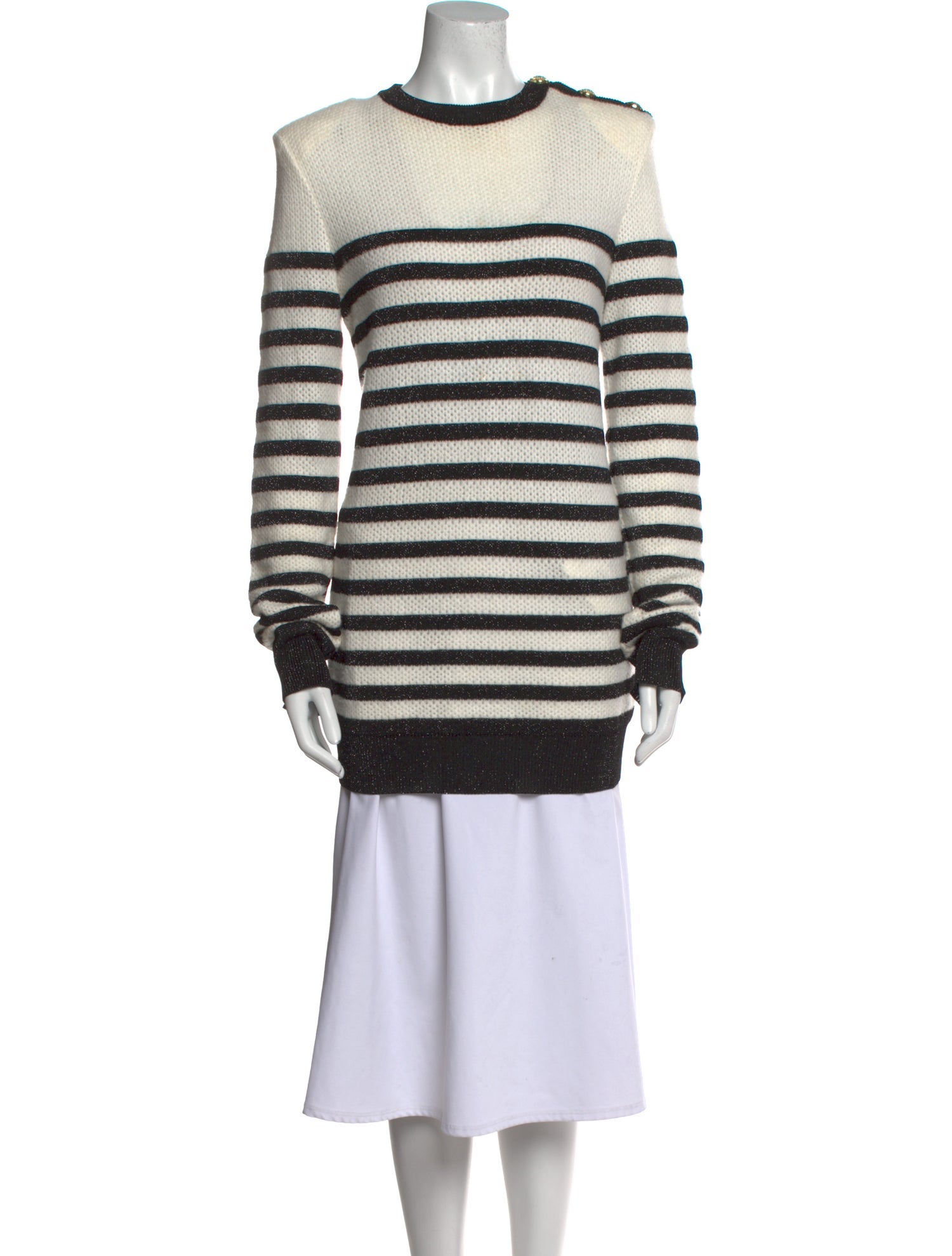 Balmain Striped Crew Neck Sweater
