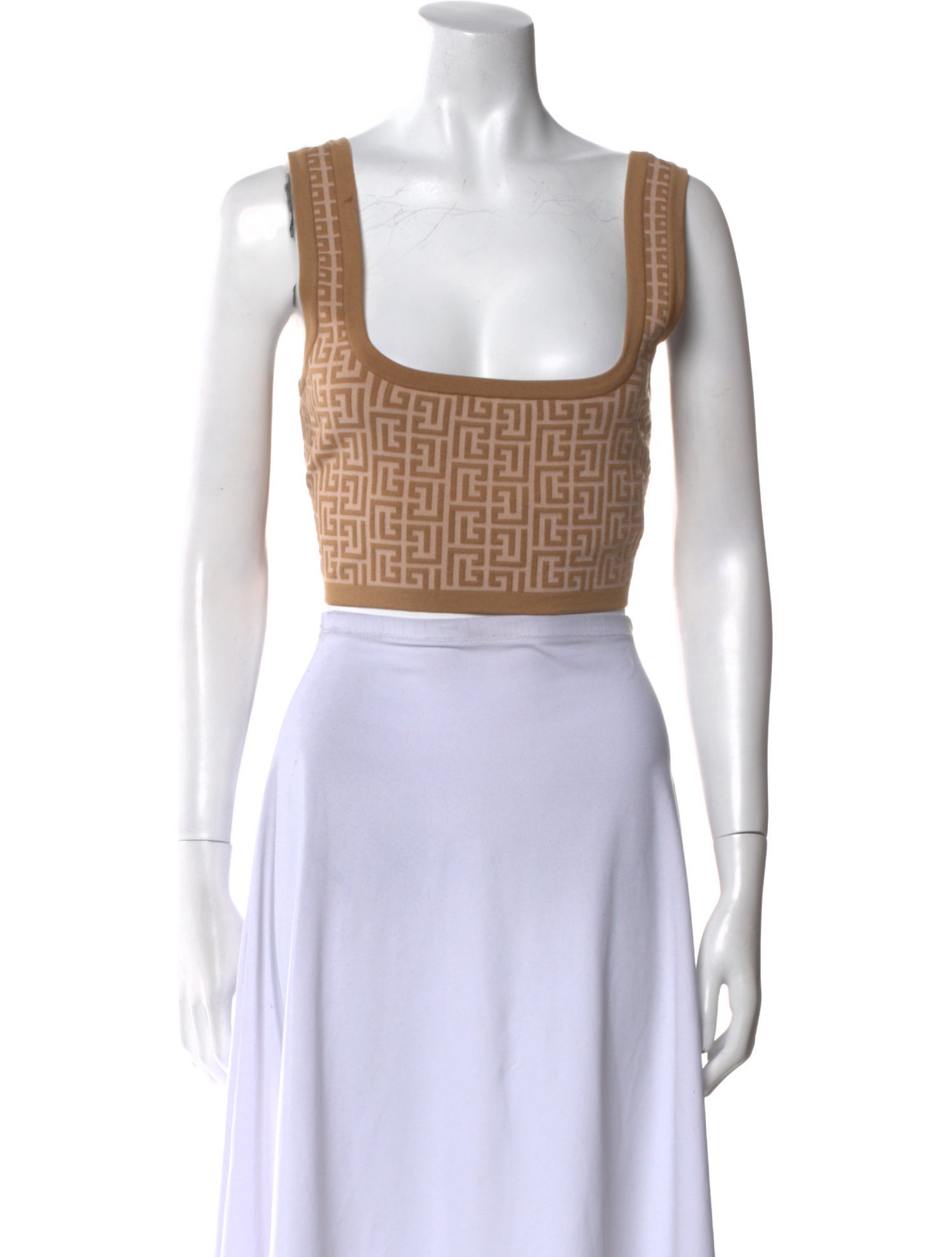 Balmain Wool Printed Crop Top