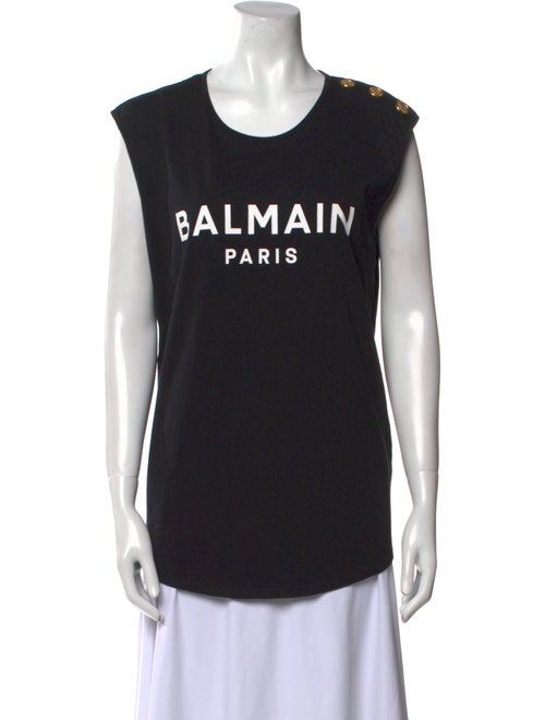 Balmain Graphic Print Scoop Neck T-Shirt