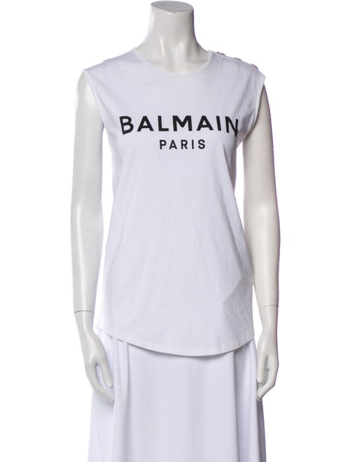 Balmain Graphic Print Crew Neck Top