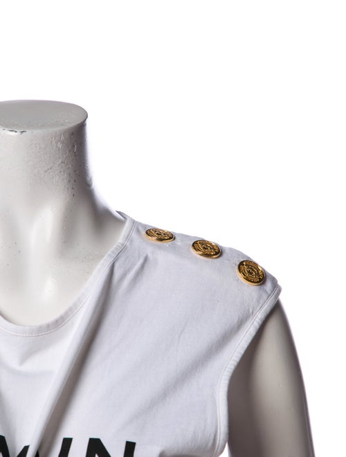 Balmain Graphic Print Crew Neck Top