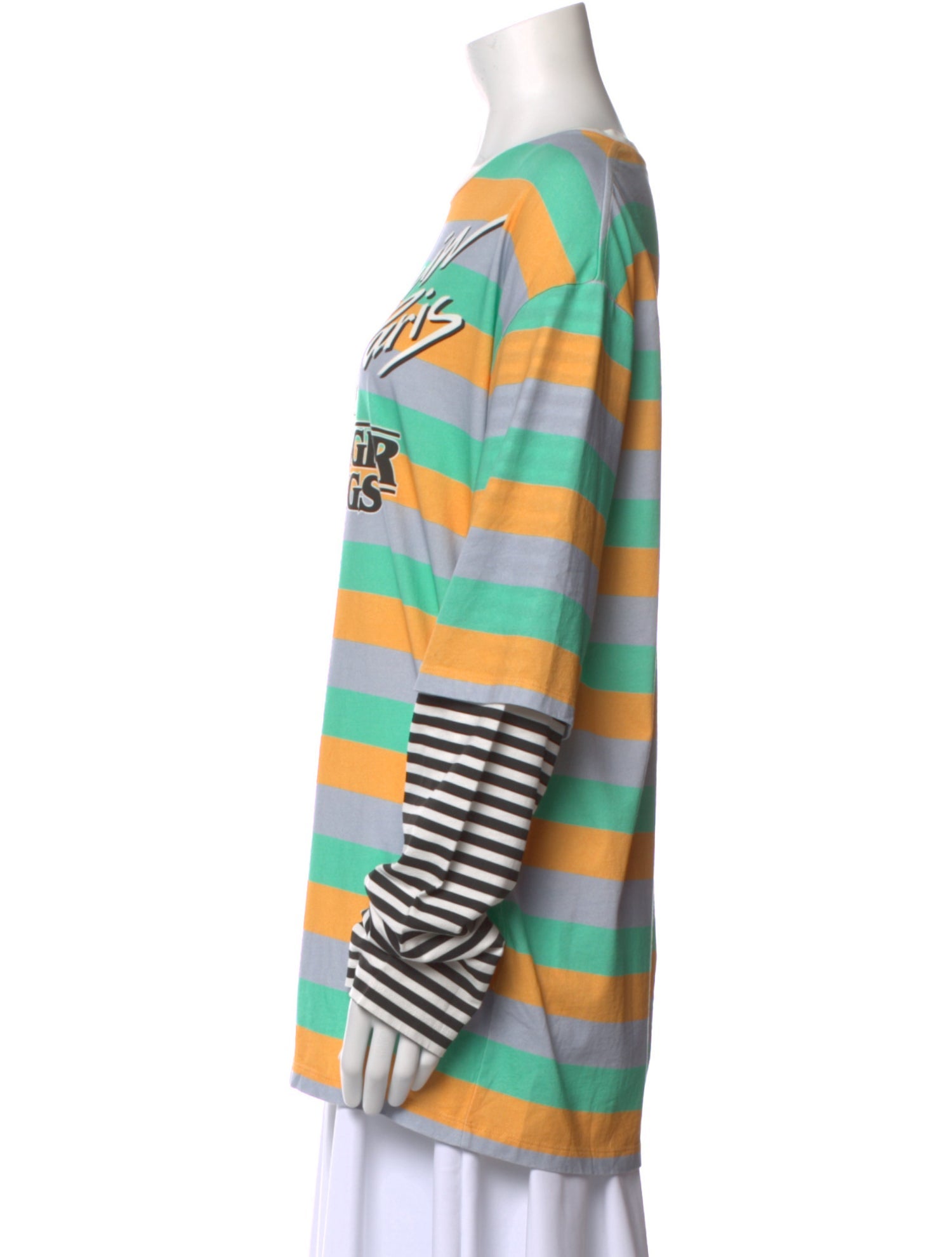 Balmain Striped Scoop Neck T-Shirt w/ Tags